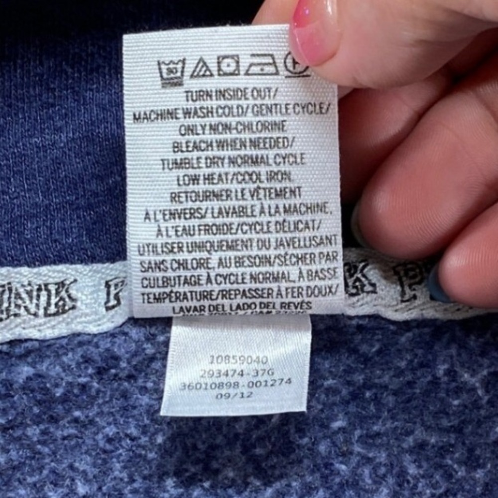 PINK Victoria's Secret Quarter Zip Pullover Womens Small Blue Excellent Striped - Picture 3 of 11